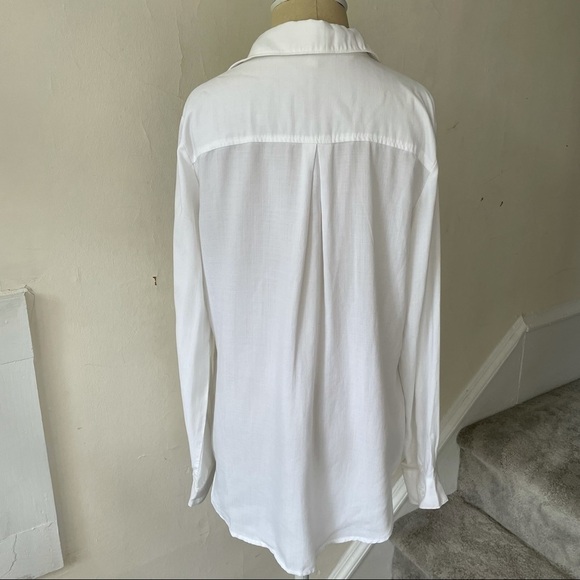 Anthropologie Cloth & Tone Lace Up Tencel Blouse - Picture 6 of 12